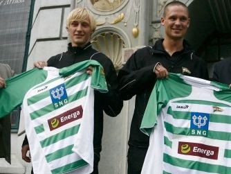 Sergey Kozan and Ivan Lukyanov on presentation in Lechia Gdansk